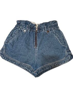 SEA New York Paperbag Denim Shorts High Waist Front Zipper Pockets Size 2
